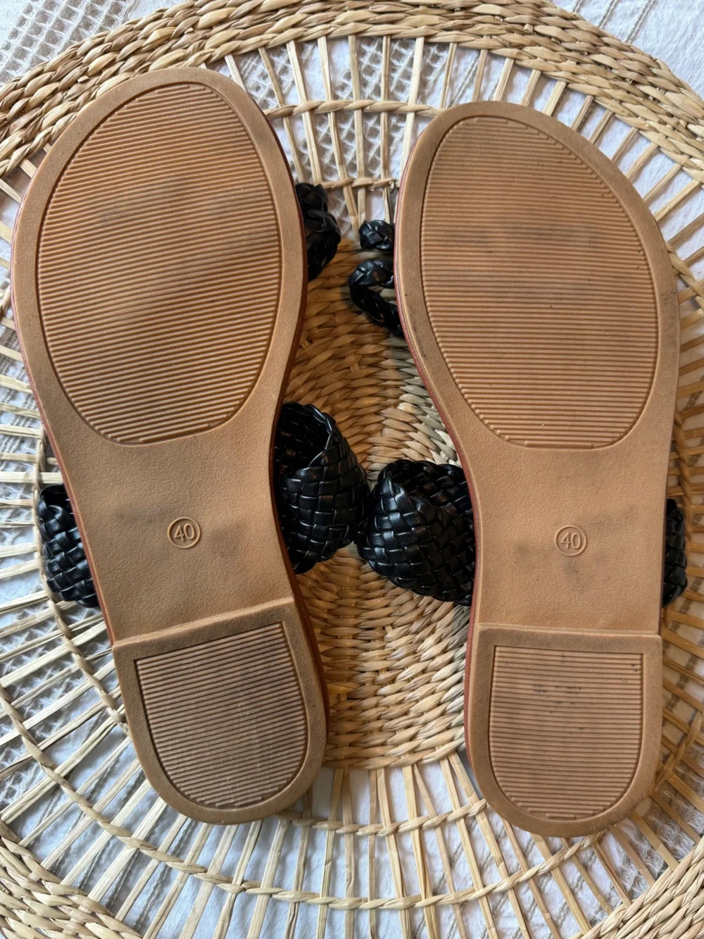 Braided Black Faux Leather Slide Sandals for Women - Casual Summer Shoes